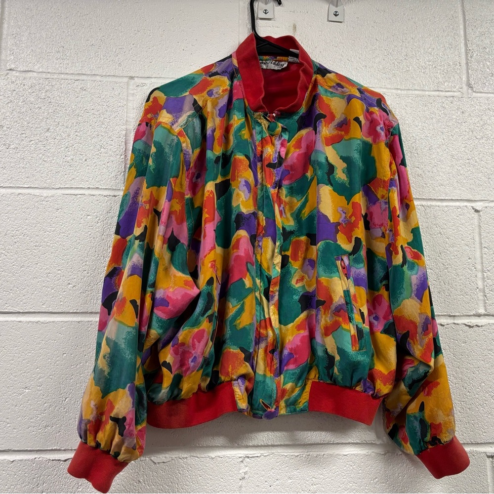 JANE ASHLEY Vintage Multicolored Floral Lightweight Jacket Women’s Size Medium